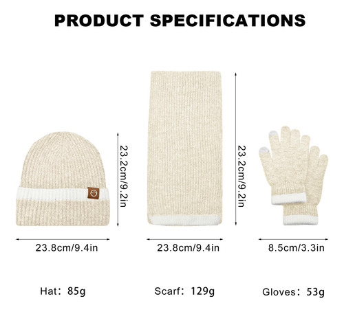 Gorro Para Mujer Con Bufanda Y Guantes Pantalla Táctil Color Diseño De La Tela Talle