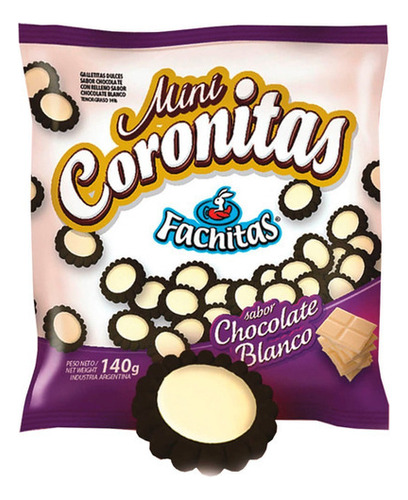 Caja Galletitas Chocolate Blanco Fachitas Coronitas Pack