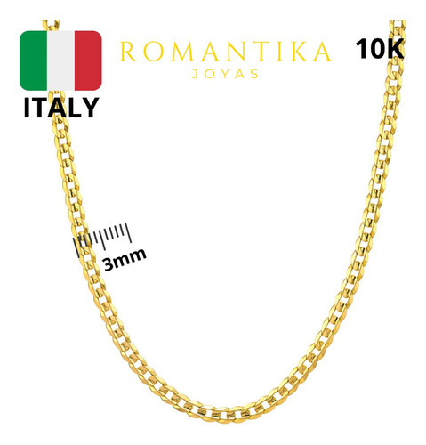 Cadena Barbada Cubana Cuban Oro 10k Kilates 55cm 3mm Italy Color Dorado