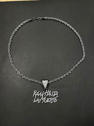 Cadena Collar Anuel Real Hasta La Muerte Tourbillon Acero Plateado