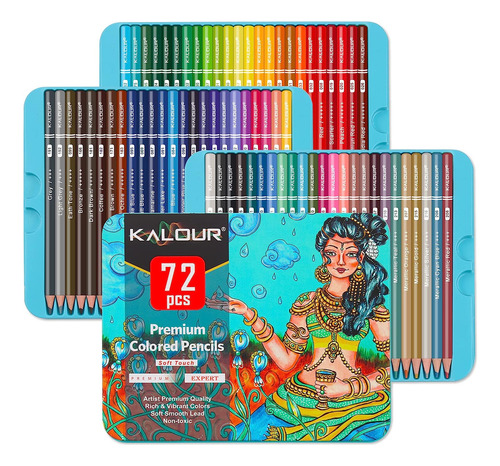 Set 72 Lapices Colores Arte Profesional Dibujo Caja Metálica