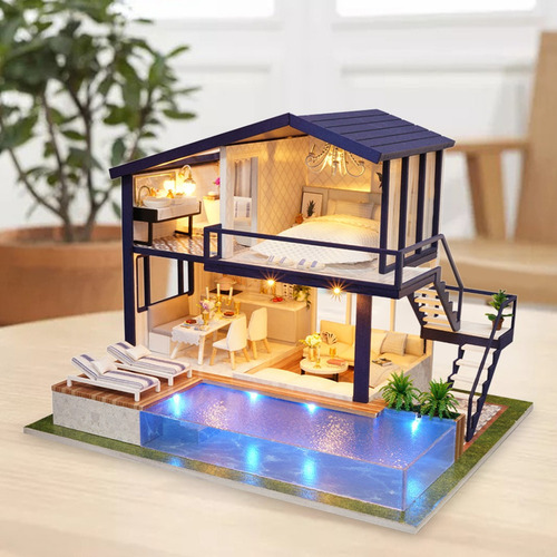 Casa De En Miniatura Con Kit De Muebles Realistas Casa De