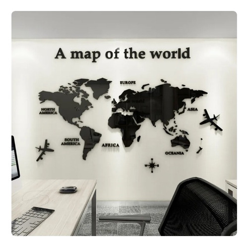  Mapa De Mundo 2d De Pared Decoracion 70cm