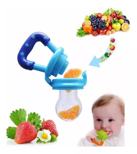 Oladwolf Chupete Fruta Bebe, Alimentador Antiahogo de Fruta Para Bebés y  Niños Pequeños con 3 Tamaños Diferentes Reemplazo de Pezones de Silicona,  Sin BPA Juguete Para Niños Dentición Chupete (Azul) : 