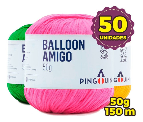 Imagem 1 de 2 de Fio Balloon Amigo Pingouin 50g - Kit 50 Unid * Promoção *