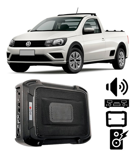 Caixa Slim Vw Saveiro G7 2017 A 2019 350w Rms Amplificada