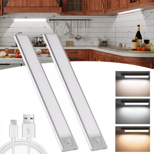 Con Sensor Movimiento Luz De Led Clóset Usb 2 Piezas