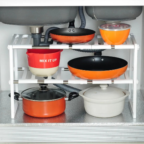 Estante Ajustable Expandible Organizador Fregadero, Zapatera Color Blanco