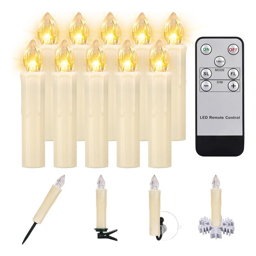 10 Velas Led Sin Llama Para Vendana, Velas De Árbol De Navid