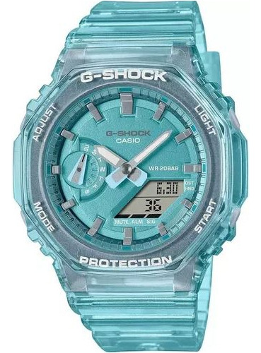 Relógio Casio G-shock Gma-s2100sk-2adr *skeleton Metálico Cor da correia Azul-claro Cor do bisel Azul-claro Cor do fundo Azul-claro