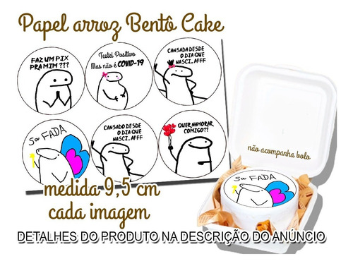 Imagem 5 de 7 de Kit Com 42 Papel De Arroz Bento Cake Mini Bolo Flork 9,5 Cm