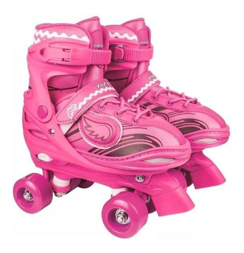 Imagem 5 de 6 de Patins 4 Rodas Retrô Clássico Rosa C/ Luz Led Roller Skate