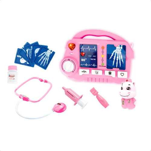 Brinquedo Infantil Kit Médico Raio X Rosa Com Fichas