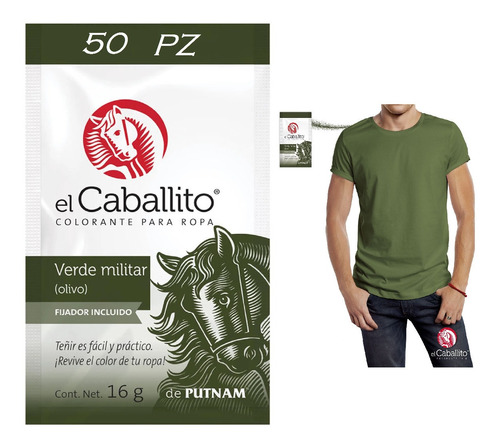 Colorante Caballito Telas Ropa Verde Militar Olivo (50pz)