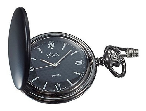 Reloj De Bolsillo De Cuarzo Japones Mate Negro Visol Benson