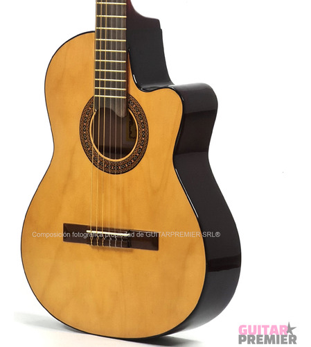 Guitarra Electrocriolla Con Corte Negro Tensor Manual Pua Gp