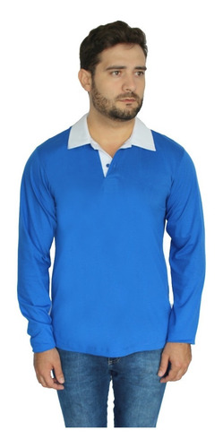 Imagem 2 de 8 de Camisa Polo Plus Size Manga Longa Comprida Camiseta Masculin