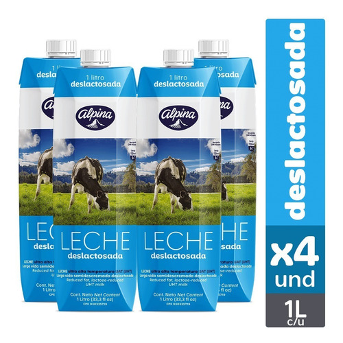 Imagen 1 de 2 de Leche Deslactosada Alpina X4