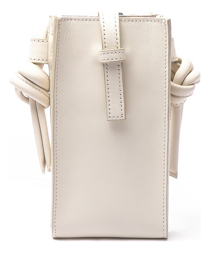 Cartera Porta Celular Mujer Cuero Guido Cómodo Pequeño Color Marfil Correa De Hombro Marfil Diseño De La Tela Lisa