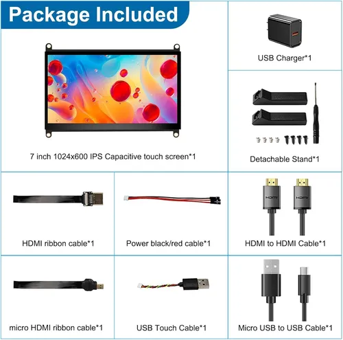 Pantalla Táctil Ips De 7 Pulgadas Para Raspberry Pi 1024 X