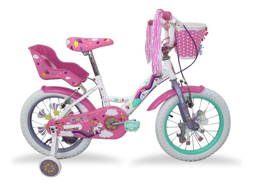 Bicicleta Pintarela Sparkly Unicornio Rodada 12 Color Aqua