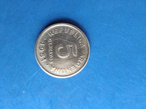 Monedas Antiguas Argentina Año 1951 5 Cents San Martin