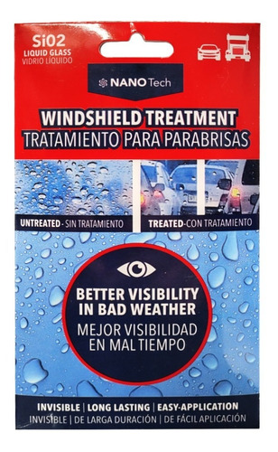 Nanotech Rain Shield Tratamiento Repelente Lluvia Parabrisas