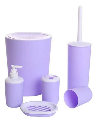 Set De Baño 6 Pz Plástico Lila