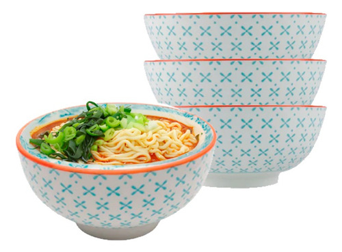 Platos Hondos Para Ramen Noodles Sopa 6 Pz Cerámica