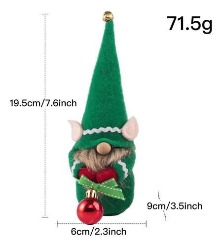 Campana de Navidad en L sin rostro de Rudolph Dolph, accesorios decorativos verdes
