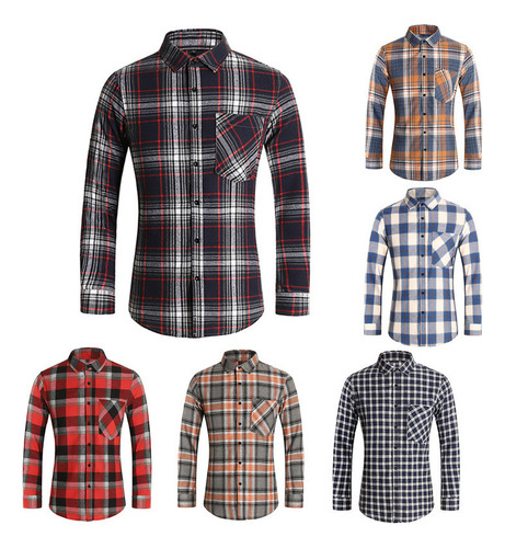 Camisa A Cuadros De Manga Larga De Talla Grande Para Jóvenes