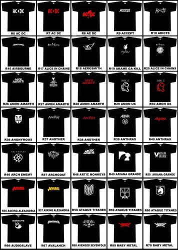 Combo 5 Camisetas Catalogo 001 Rock Anime Juegos Tv Urbanoz