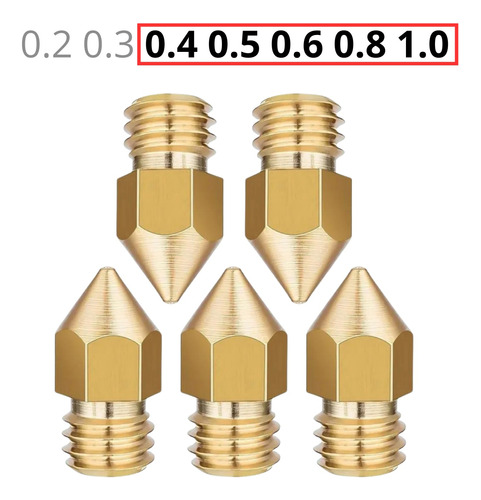 Kit X 5 Nozzle Pico Bronce Ender Hotend Mk8 Ender 3