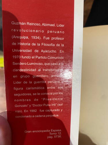 De Puño Y Letra Abimael Guzmán Elena Yparraguirre (Usado)