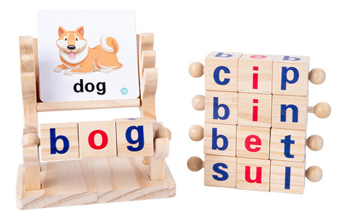 Bloques De Lectura De Madera De Alphabet Learning Toys Para