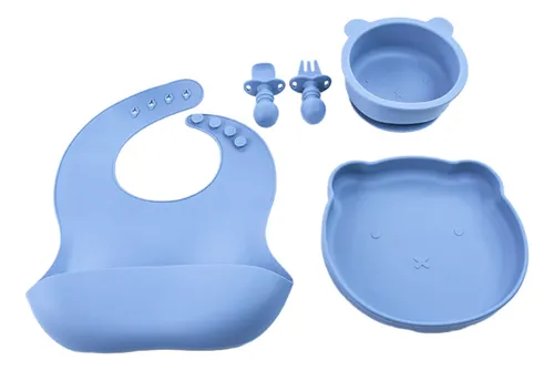 Set De Alimentación Silicona Platos Bebé - 5 Piezas