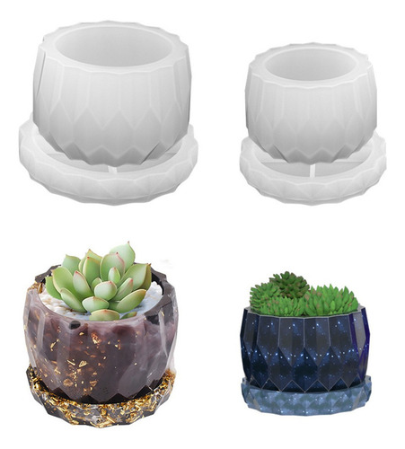 Molde De Vaso De Suporte De Vela De Silicone De 2 Tamanhos C