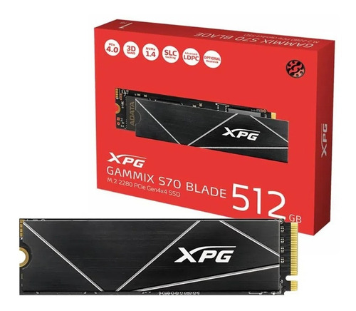 Ssd 512gb M.2 2280 Pci-e Nvme 1.4 Gen4x4 Adata Xpg Gammix S70 Blade Leitura 7400mb/s Compatível Com Pc Notebook Playstation 5 Cor Preto