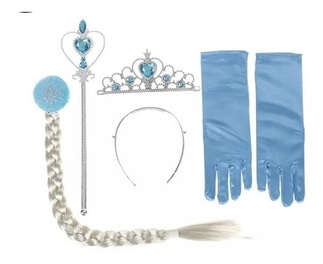 Set De Accesorios De La Princesa Elsa Corona Trenza Guantes