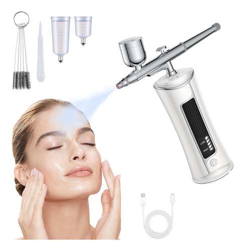 Mini Aerógrafo Recarregável Kit Portátil 1200mah Para Cuidados Faciais E Multiuso Sérum Facial Atomização Blanco