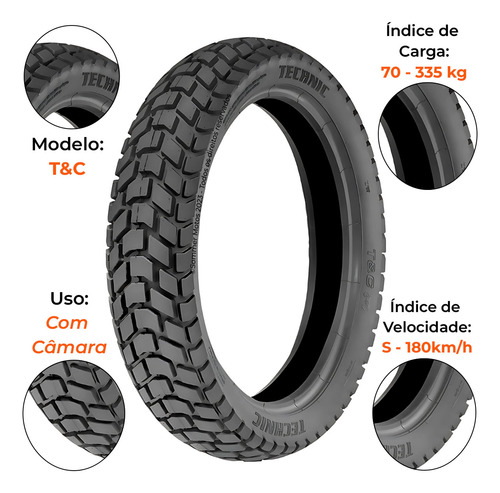 Pneu Traseiro 140-80-18 T&c Uso Com Câmara Technic