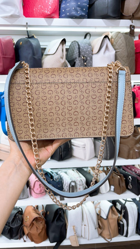 Bolso / Cross Guess Mod. Sg914221 Color Mocha Y Azul Multilo