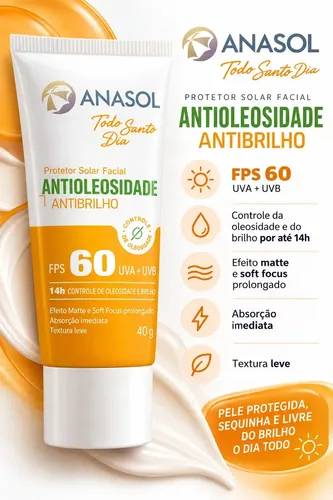 Anasol Prot. Solar Facial Tsd- Antibrilho Fps 60 - 40 G