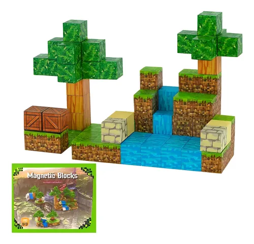 Blocos Magnéticos Construção 100 Peças Brinquedo Montar Mine