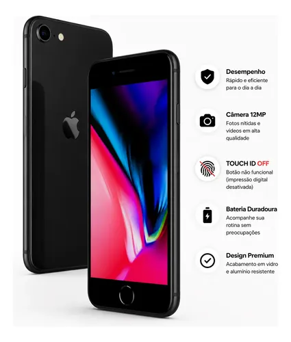 iPhone 8 64gb Bom Estado Touch Id Off Brindes Garantia Nf
