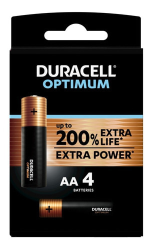 Pilas Duracell Alcalinas Optimum Aa 4 Unidades Mas Duración