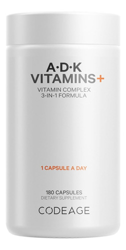 Vitamina A, D3, K1 Y K2, 180caps 5000iu, Code Age,