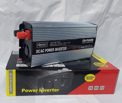 Imagen 1 de 3 de Inversor De 600w, 24v A 220v Onda Senoidal Pura - Energit