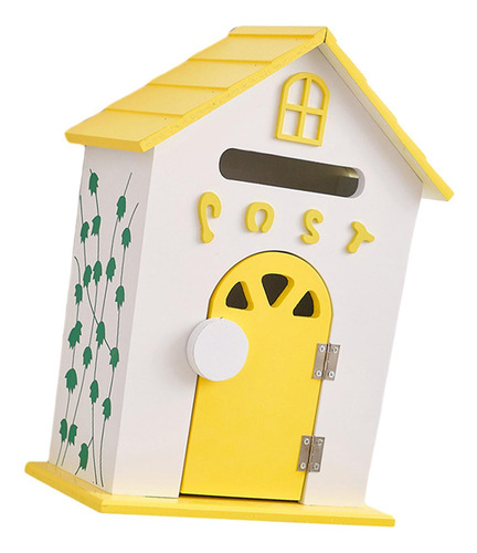 Buzón De Correo De Madera Para Jardín, Montaje En Amarillo