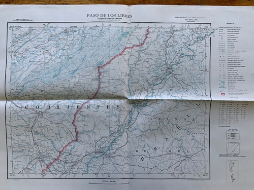 Mapa Carta Paso De Los Libres. Corrientes. Misiones. Igm (Usado)